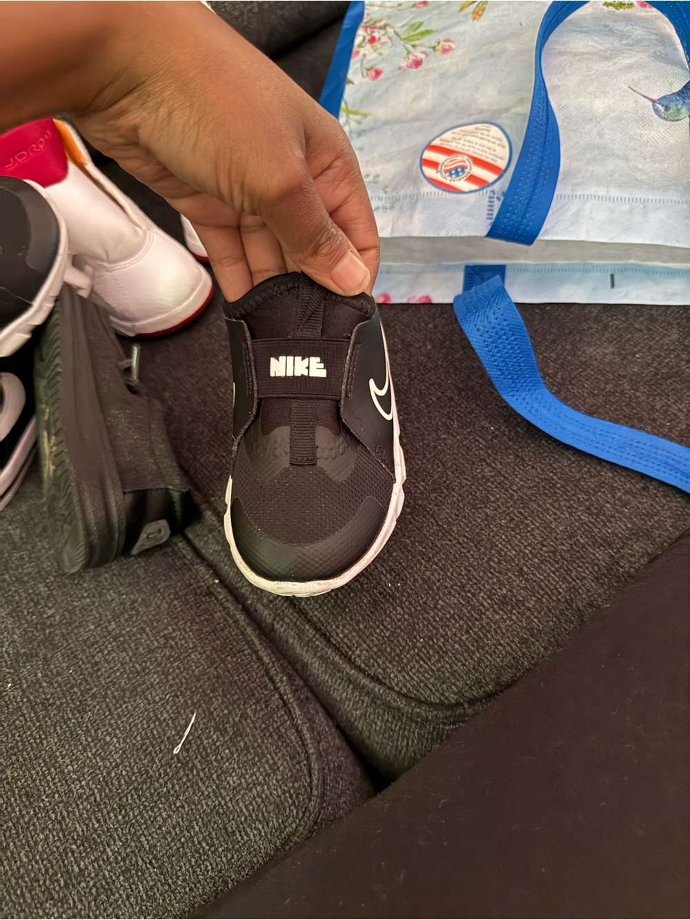 Nike Black and White Toddler Slip-On Athletic Shoe